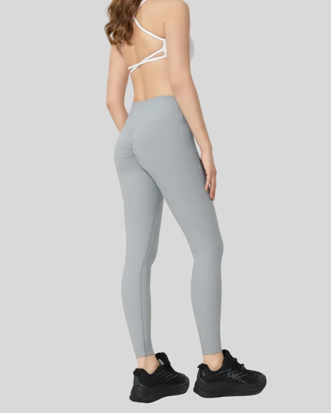 Right side view of light gray ribbed CoreLift Sculpt Legging