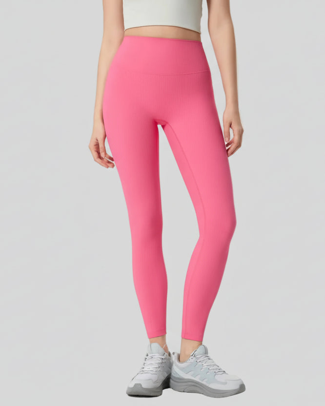 Pink ribbed high-waist CoreLift Sculpt Legging front view