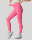 Left side view of pink ribbed CoreLift Sculpt Legging