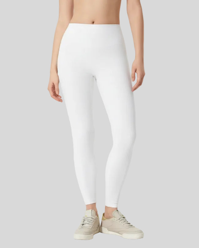 Angled front view of white ribbed CoreLift Sculpt Legging