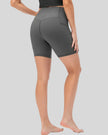 Athlesi CoreLift V-waist pocket short in dark gray, back angle view