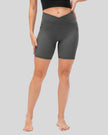 Athlesi CoreLift V-waist pocket short in dark gray, front view
