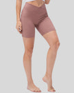 Athlesi CoreLift V-waist pocket short in dusty pink, front angle view