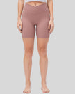 Athlesi CoreLift V-waist pocket short in dusty pink, front view
