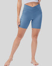 Athlesi CoreLift V-waist pocket short in light blue, front view