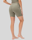Athlesi CoreLift V-waist pocket short in tan, back angle view