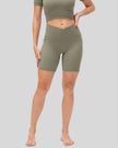Athlesi CoreLift V-waist pocket short in tan, front view