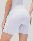 Athlesi CoreLift V-waist pocket short in white, back angle view