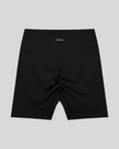 CoreLine Biker Shorts in black, flatlay back view