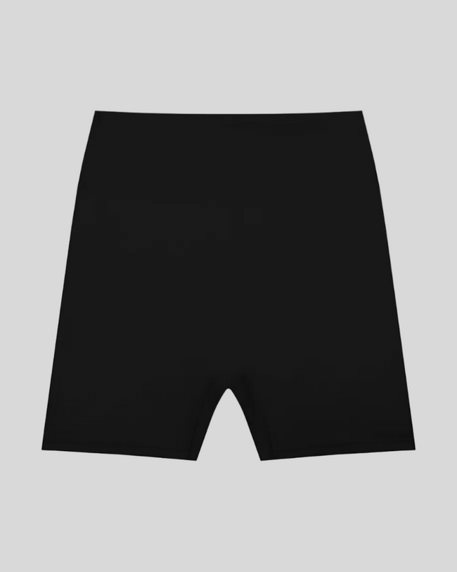 CoreLine Biker Shorts in black, flatlay front view