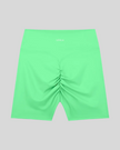 CoreLine Biker Shorts in green, flatlay back view