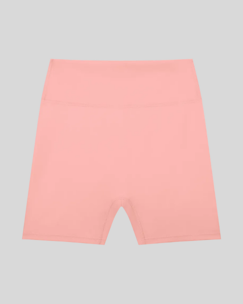 CoreLine Biker Shorts in pink, flatlay front view