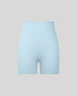 CoreLine Biker Shorts in sky blue, 3D front view with high-waisted fit