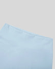 CoreLine Biker Shorts in sky blue, front waistband detail close-up
