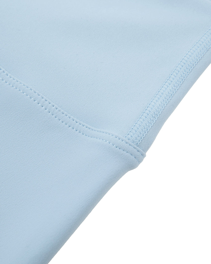 CoreLine Biker Shorts in sky blue, side waistband detail close-up