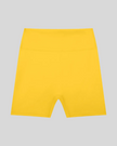 CoreLine Biker Shorts in yellow, flatlay front view