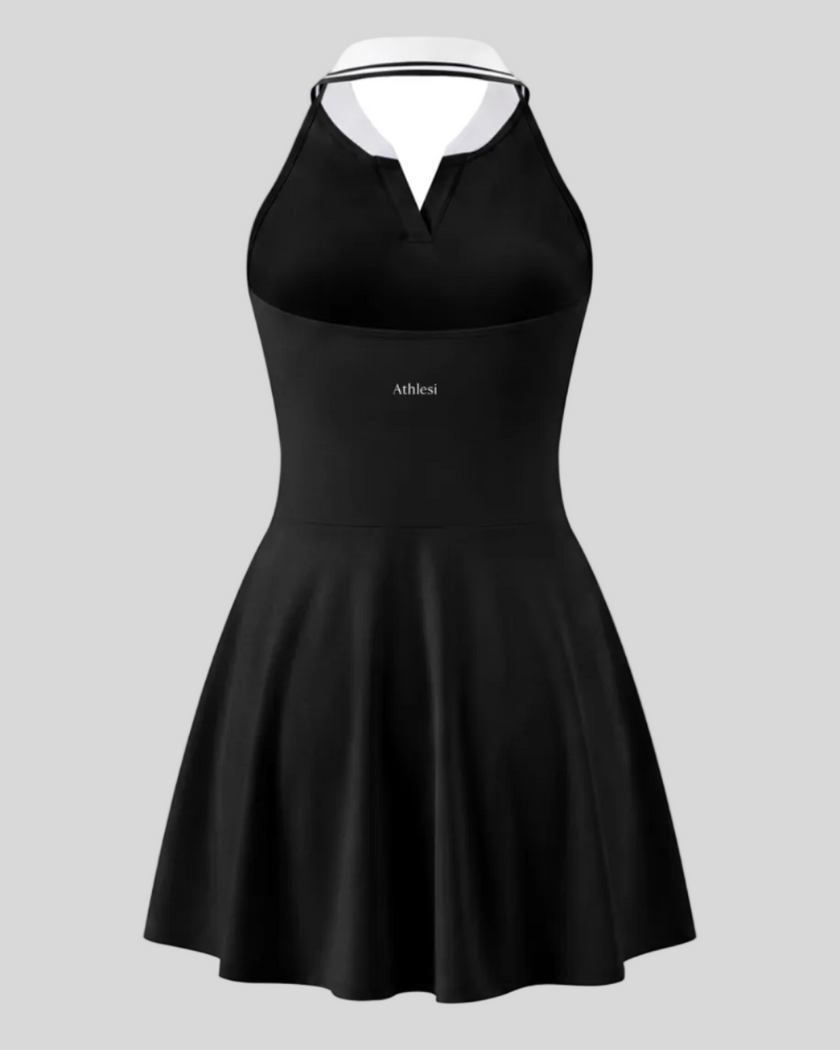 Athlesi CoreLine court dress in black, 3d back view