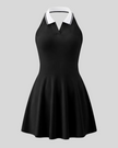 Athlesi CoreLine court dress in black, 3d front view