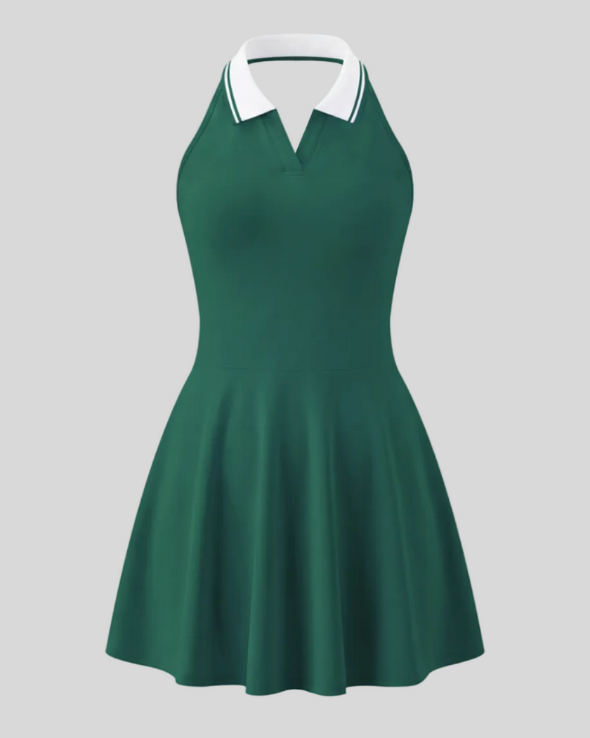 Athlesi CoreLine court dress in blackish green, 3d front view
