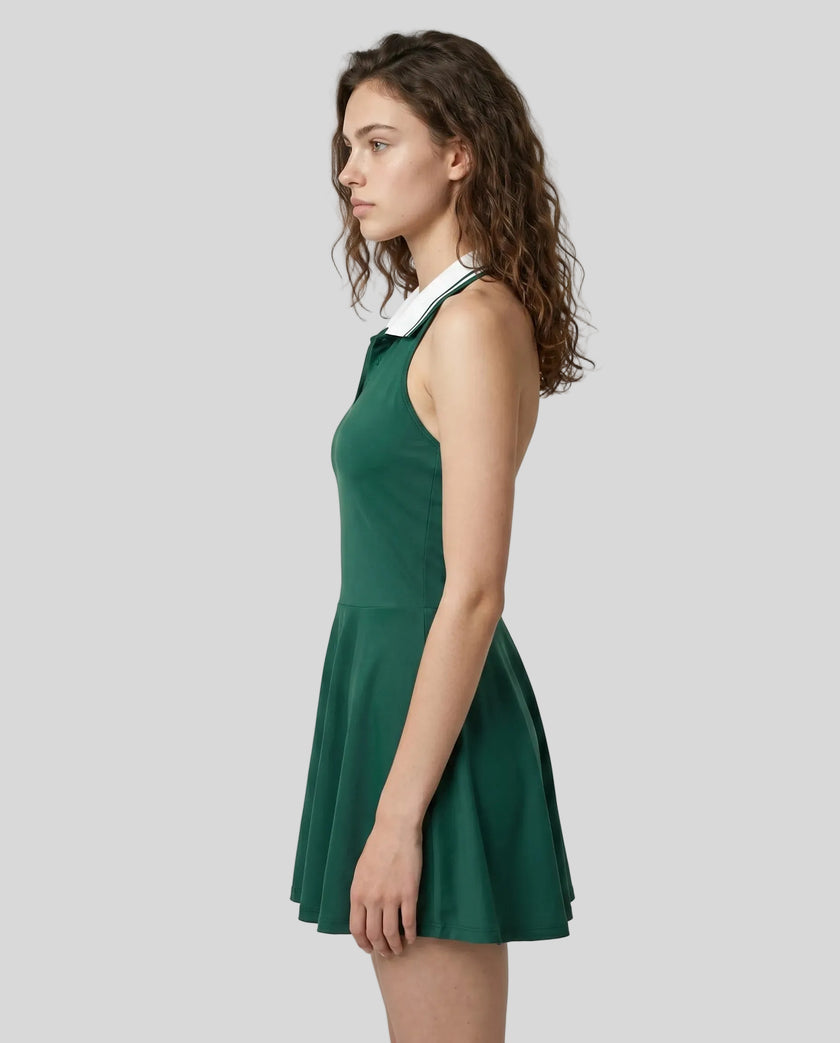 Model wearing blackish green Athlesi CoreLine court dress side