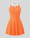 Athlesi CoreLine court dress in orange, 3d front view
