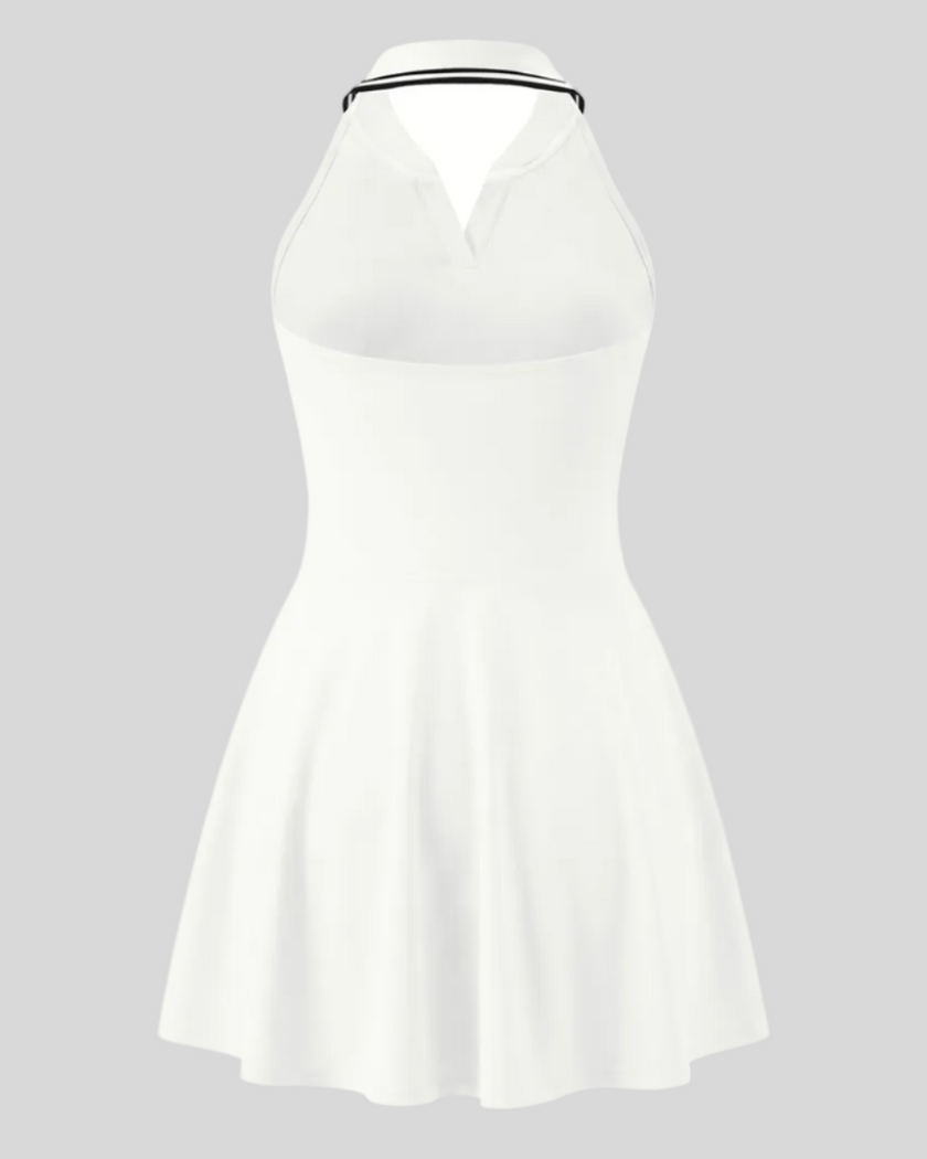 Athlesi CoreLine court dress in white, 3d back view