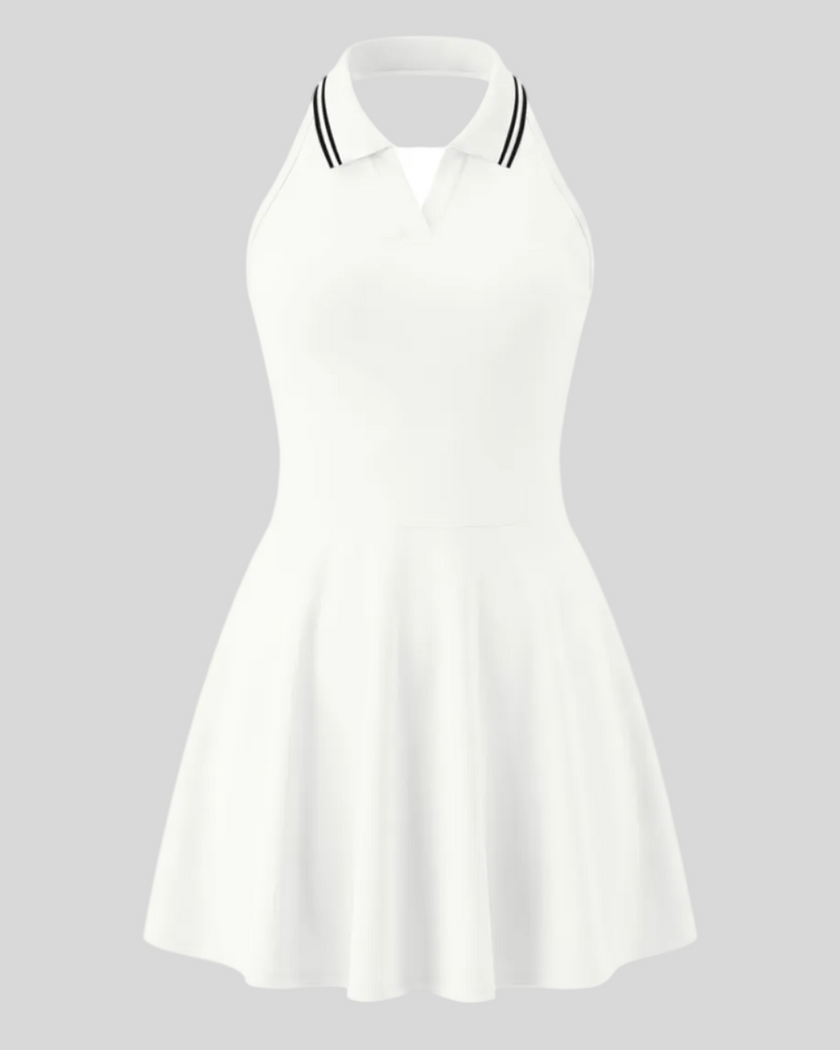 Athlesi CoreLine court dress in white, 3d front view