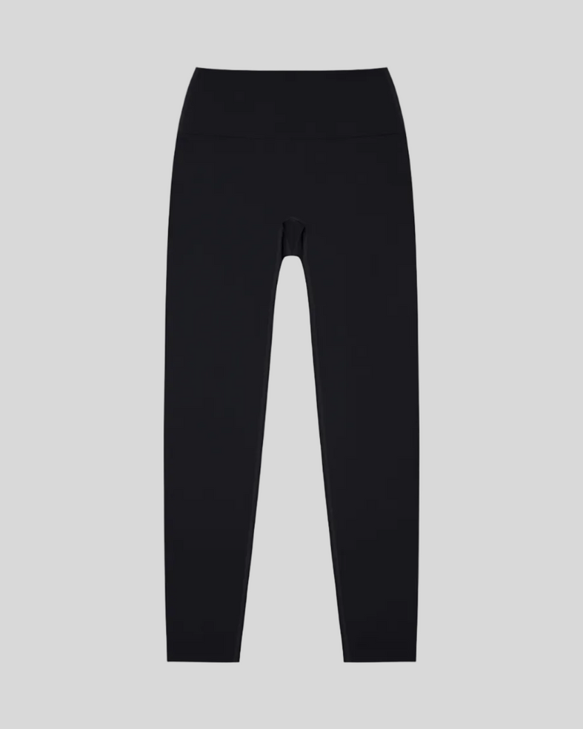CoreLine High-Waisted Leggings in black, flatlay front view with high-waisted fit