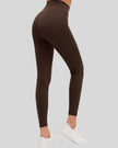 CoreLine High-Waisted Leggings in brown, angled back view