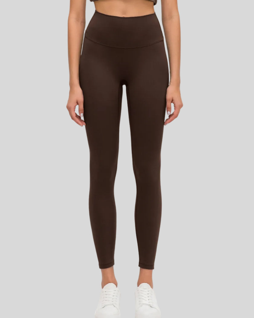 CoreLine High-Waisted Leggings in brown, lower body front view