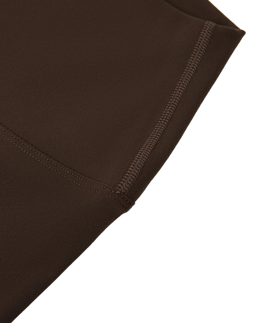 CoreLine High-Waisted Leggings in brown, side waistband detail close-up
