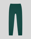 CoreLine High-Waisted Leggings in dark green, flatlay front view with high-waisted fit