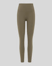 CoreLine High-Waisted Leggings in gray coffee, 3D front view with high-waisted fit