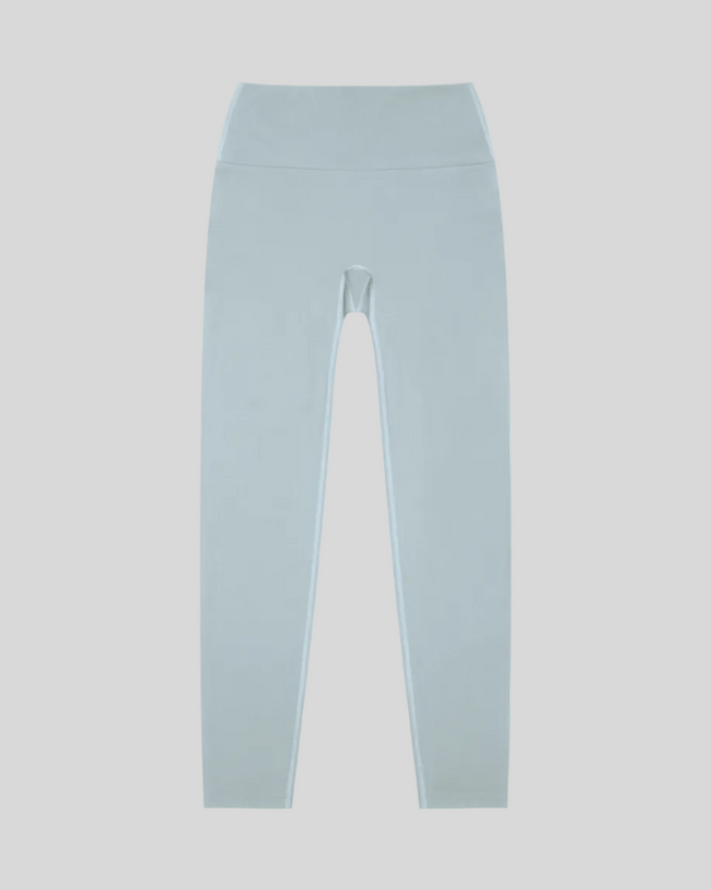 CoreLine High-Waisted Leggings in haze blue, flatlay front view with high-waisted fit