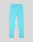 CoreLine High-Waisted Leggings in lake blue, flatlay back view with high-waisted fit