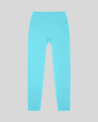 CoreLine High-Waisted Leggings in lake blue, flatlay front view with high-waisted fit