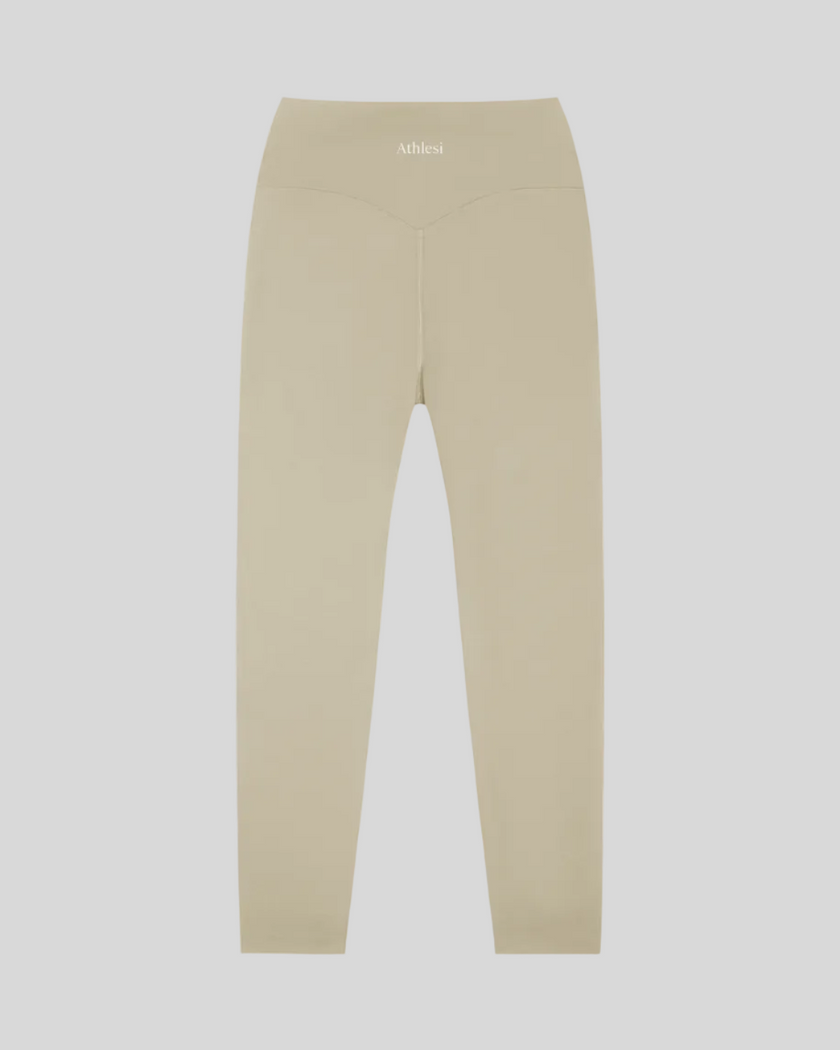 CoreLine High-Waisted Leggings in light gray, flatlay back view with high-waisted fit