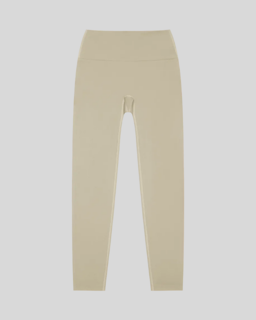 CoreLine High-Waisted Leggings in light gray, flatlay front view with high-waisted fit