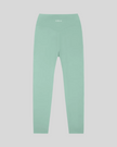CoreLine High-Waisted Leggings in light green, flatlay back view with high-waisted fit