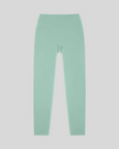 CoreLine High-Waisted Leggings in light green, flatlay front view with high-waisted fit