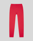 CoreLine High-Waisted Leggings in red, flatlay front view with high-waisted fit
