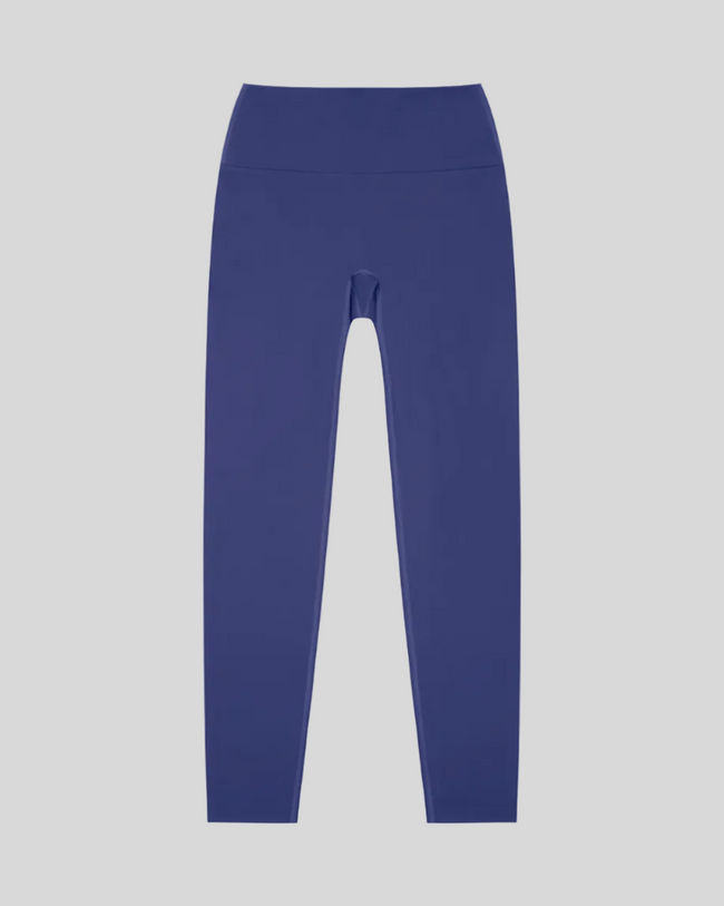 CoreLine High-Waisted Leggings in royal blue, flatlay front view with high-waisted fit