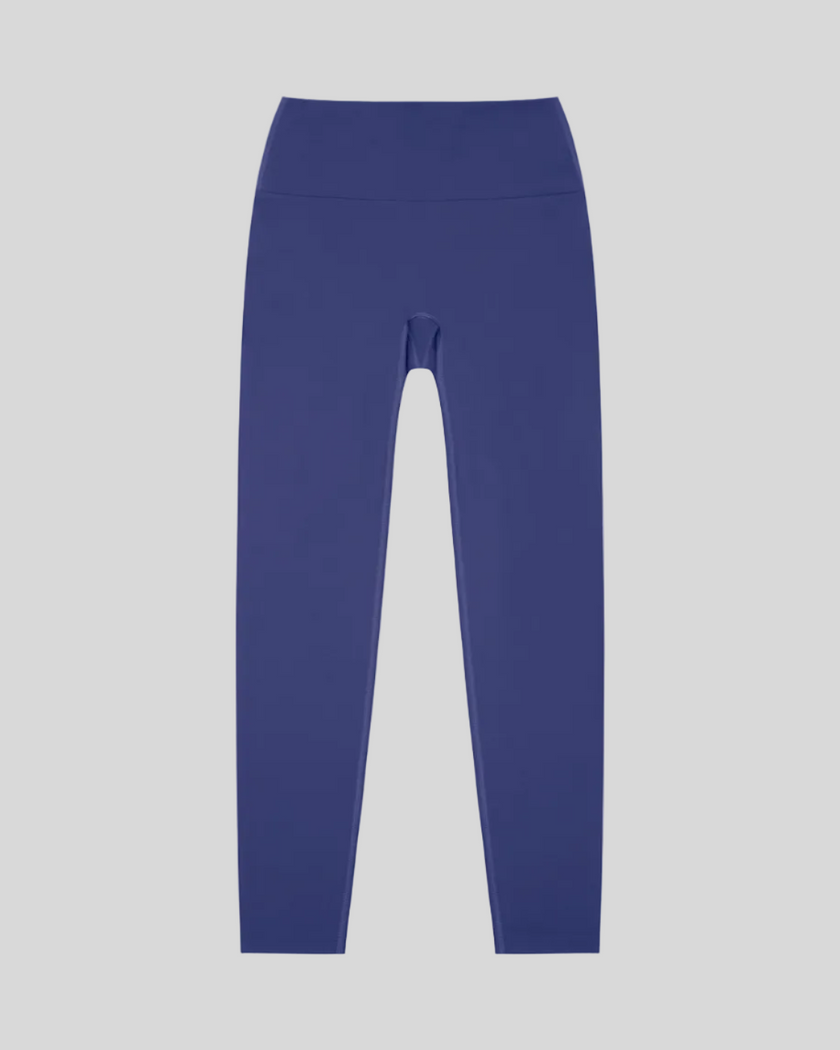 CoreLine High-Waisted Leggings in royal blue, flatlay front view with high-waisted fit
