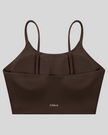 CoreLine Sports Bra in coffee, 3D back view with clean minimal structure