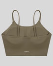 CoreLine Sports Bra in gray coffee, 3D back view with clean minimal structure