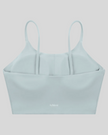 CoreLine Sports Bra in haze blue, 3D back view with clean minimal structure