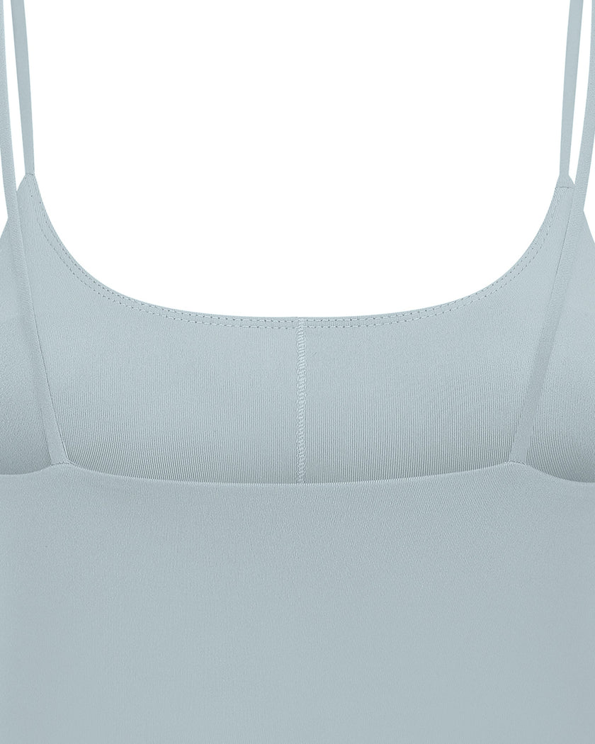 CoreLine Sports Bra in haze blue, back detail close-up