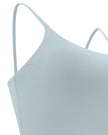 CoreLine Sports Bra in haze blue, strap and underarm detail close-up