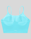 CoreLine Sports Bra in lake blue, 3D back view with clean minimal structure