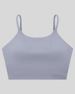 CoreLine Sports Bra in light purple, 3D front view with scoop neckline and thin straps